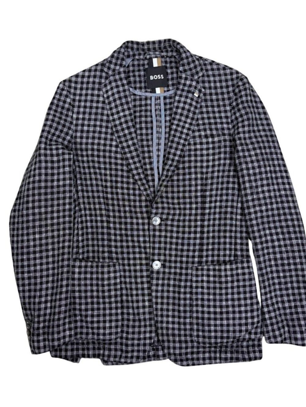BOSS Hugo Boss Linen Wool Blazer Plaid Business Casual Jacket Womens 4
